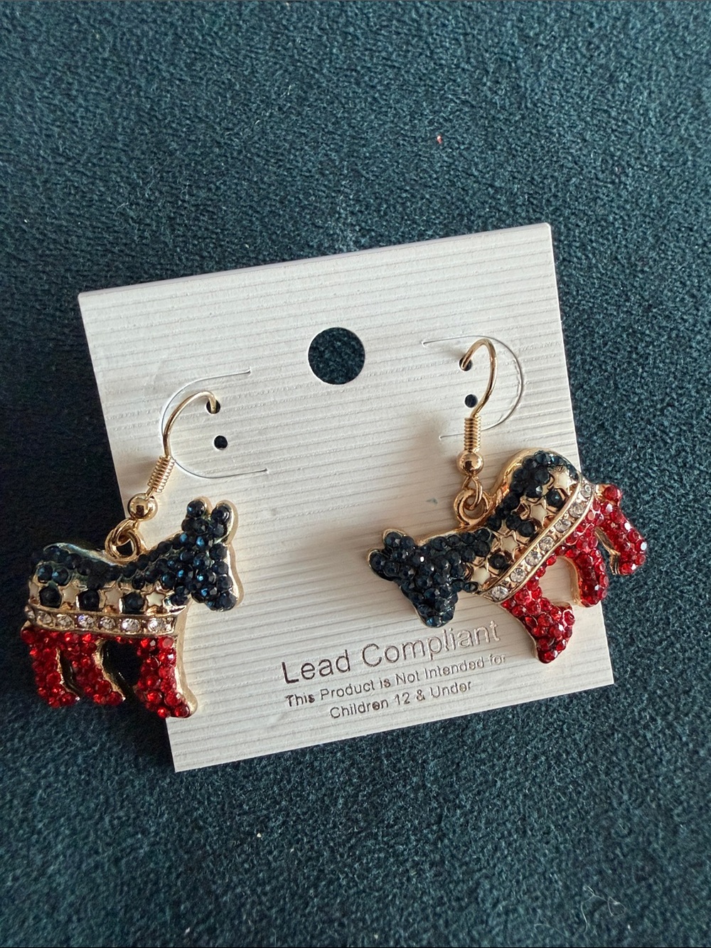 Patriotic Donkey Dangle Earrings - Red white & Blue